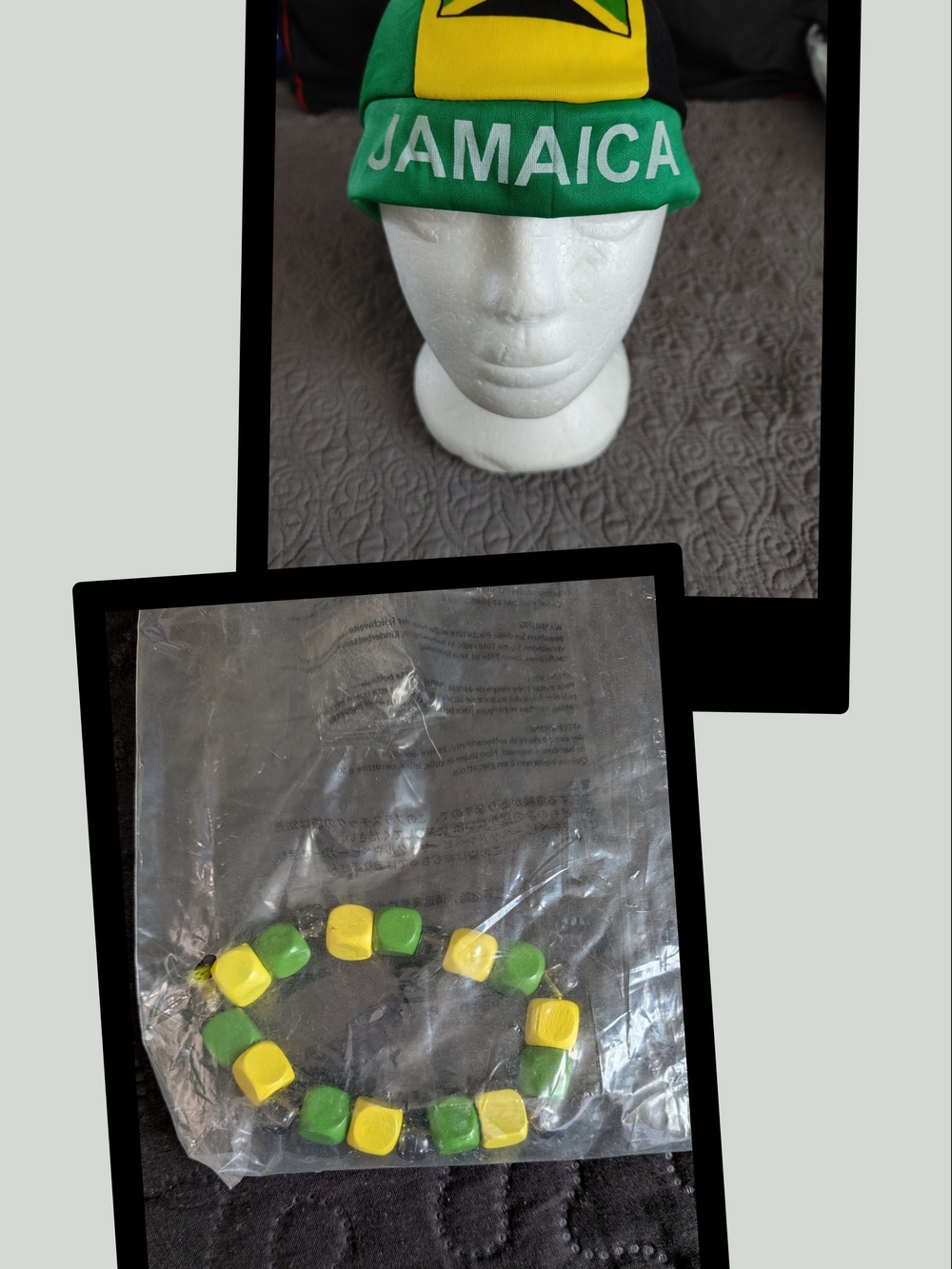 Unbranded Green and Yellow Jamaica Beaded Scarf Accessory